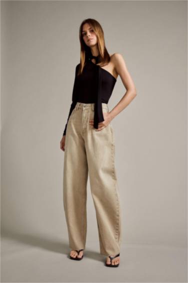 Baggy Fit Düz Paça Jean Pantolon