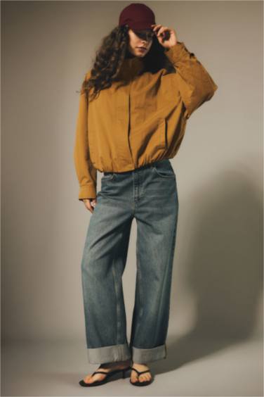 Su Geçirmez Dik Yaka Pamuklu Mont - Görsel 2