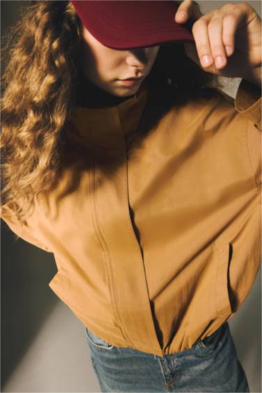 Su Geçirmez Dik Yaka Pamuklu Mont - Görsel 5