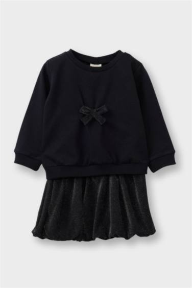 سيت قماش رقيق بياقة بيبي من قطعتين