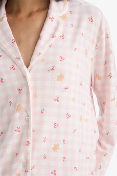 Pijama Takımı Regular Fit Desenli Uzun Kollu Üst Uzun Alt-Fall in Love