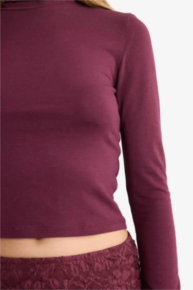 Fitted Turtleneck Modal Long Sleeve T-Shirt