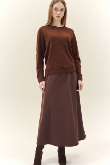 Yün Karışımlı Regular Fit Bisiklet Yaka Triko Tunik