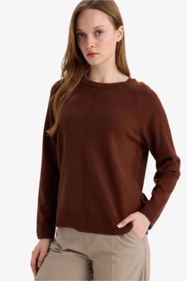 Yün Karışımlı Regular Fit Bisiklet Yaka Triko Tunik