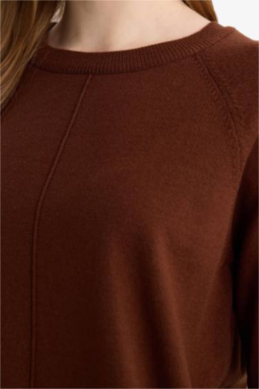 Yün Karışımlı Regular Fit Bisiklet Yaka Triko Tunik