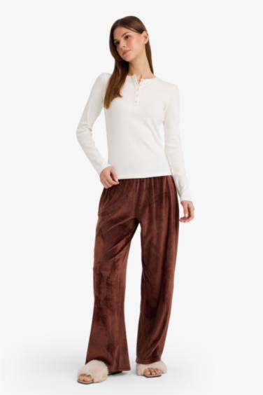 Regular Fit Velur Pijama Altı