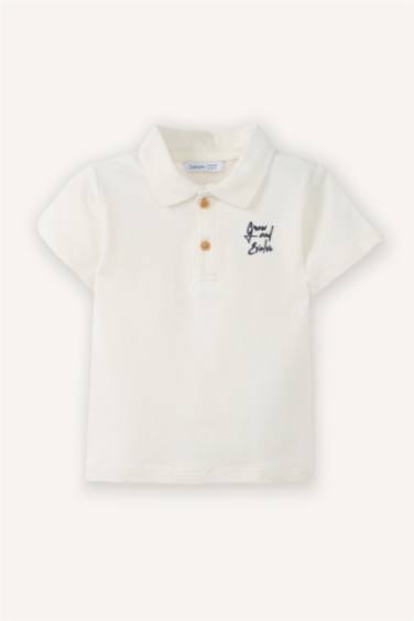 تيشيرت بولو ولادي نص ردن بيكيه بطبعة شعار اوفر سايز