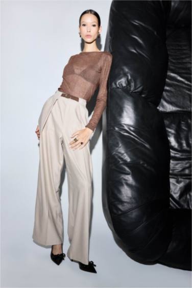 Wide Leg Regular Hem Double Pocket Trousers