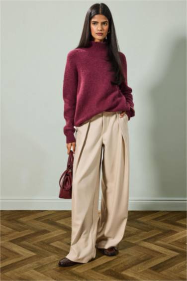 Wide Leg Regular Hem Double Pocket Trousers