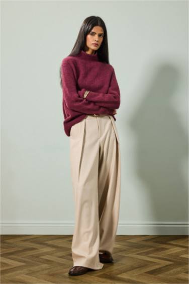 Wide Leg Regular Hem Double Pocket Trousers