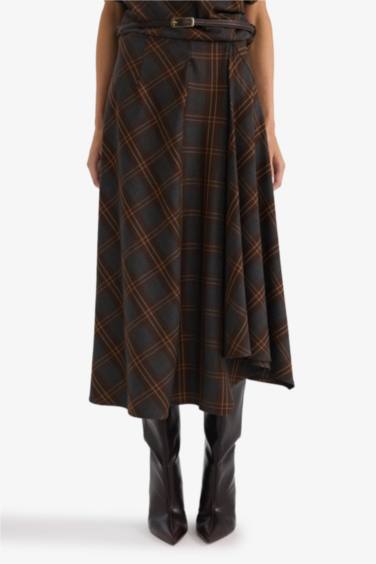 Pencil Skirt Plaid Normal Waist Midi Skirt