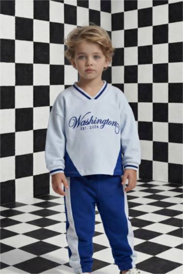 Baby Boy Printed Sweatshirt Sweatpants 2 Piece Set