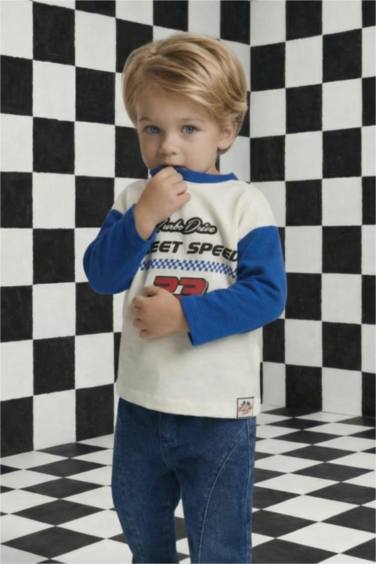 Baby Boy Oversize Fit Crew Neck Printed T-Shirt