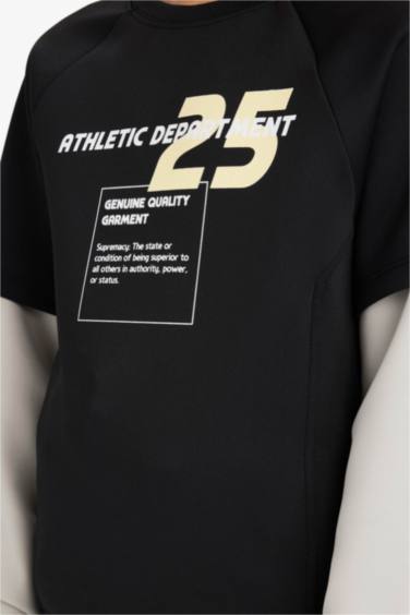 Oversize Geniş Kalıp Bisiklet Yaka Baskılı Skuba Dalgıç Kumaş Sweatshirt Erkek Çocuk