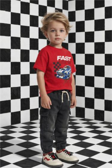 بنطرون جينز كارجو جوجر فيت بجيب