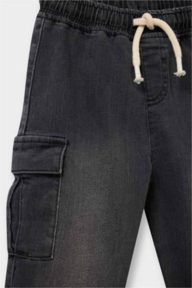 بنطرون جينز كارجو جوجر فيت بجيب