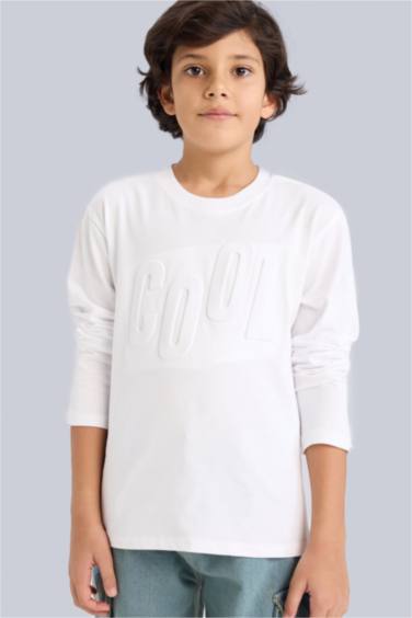 Boy Oversize Fit Crew Neck Printed Long Sleeve T-Shirt