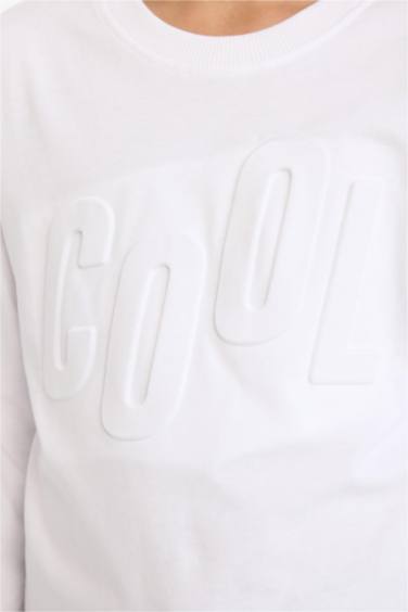 Boy Oversize Fit Slogan Long Sleeve T-Shirt
