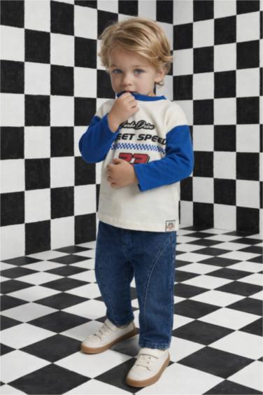 بنطلون جينز ولادي قصة عادية بجيب