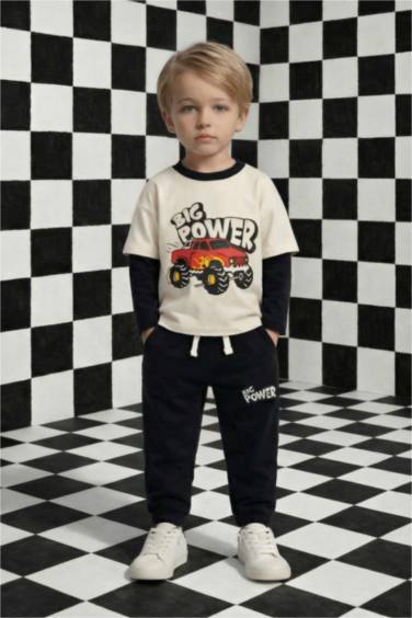 Cargo Fit Slogan Elastic Band Trousers