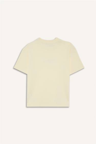 Erkek Çocuk Oversize Geniş Kalıp Bisiklet Yaka Baskılı Kısa Kollu Tişört