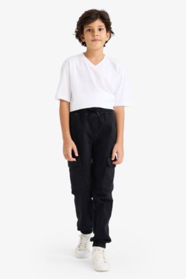 Erkek Çocuk Kargo Fit Beli Lastikli Jean Pantolon