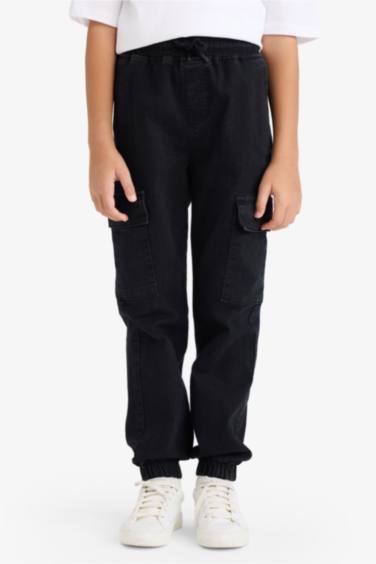 Erkek Çocuk Kargo Fit Beli Lastikli Jean Pantolon