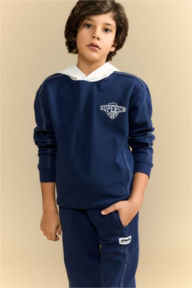 Boy Printed Hooded Sweatshirt Sweatpants 2 Piece Set