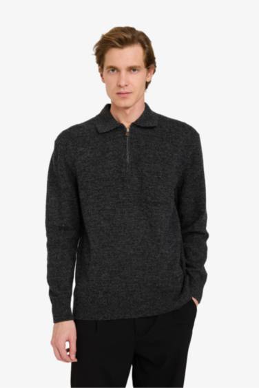 بلوز تريكو قصة عادية بياخة بولو ونص سحاب