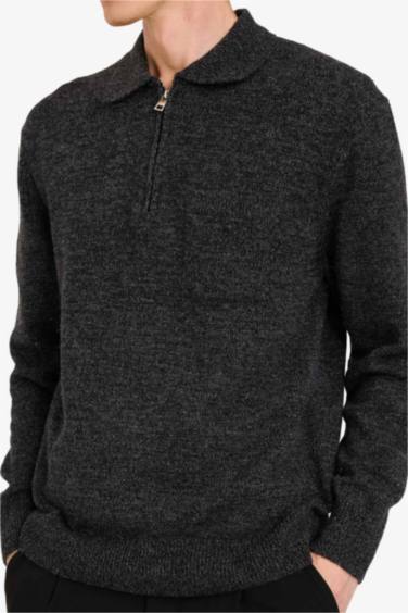 بلوز تريكو قصة عادية بياخة بولو ونص سحاب