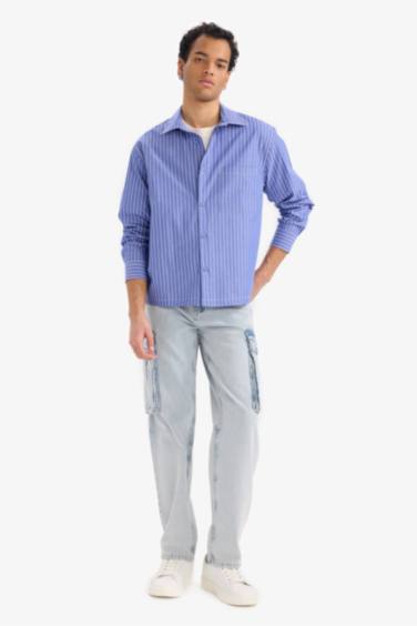 Boxy Fit Long Sleeve Striped Shirt