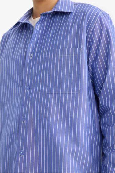 Boxy Fit Long Sleeve Striped Shirt