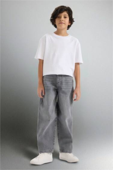 Barrel Fit Düz Paça Jean Pantolon Erkek Çocuk
