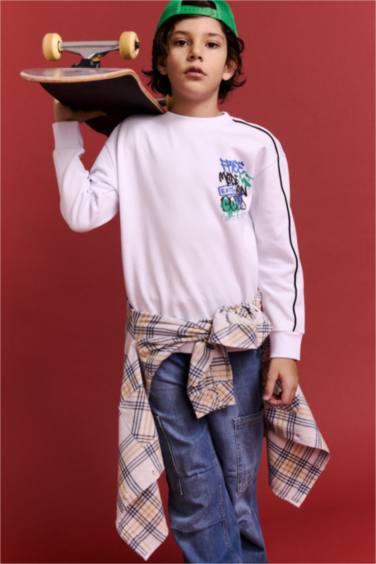 Oversize Fit Printed Long Sleeve T-Shirt