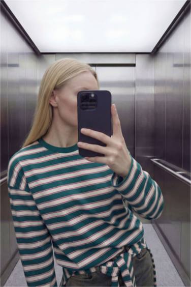 Oversıze Geniş Kalıp Bisiklet Yaka Uzun Kollu Tişört