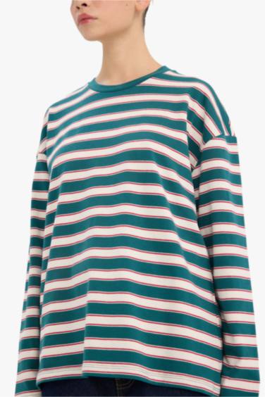 تيشيرت ردن طويل اوفر سايز وياخة مستديرة