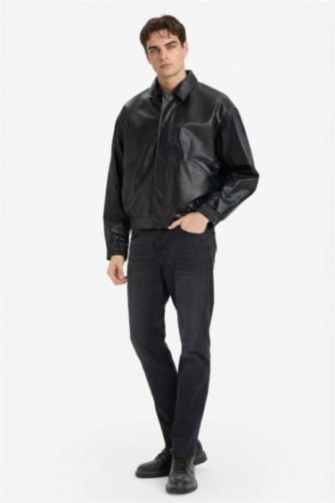 جاكيت جلد صناعي اوفر سايز بياخة قميص