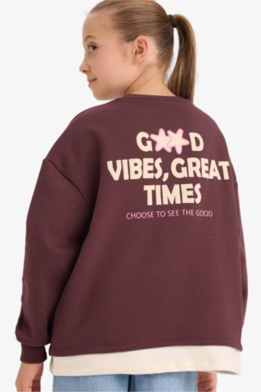 سويت شيرت بناتي اوفر سايز ببطانة ناعمة