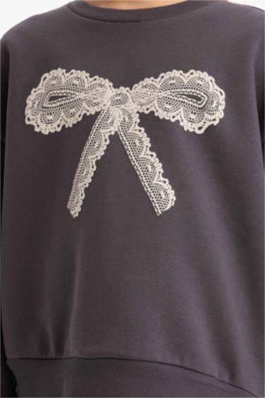 سويت شيرت بناتي اوفر سايز ببطانة ناعمة