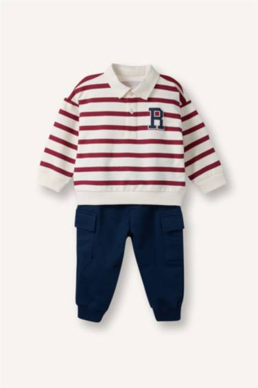 سيت بيبي ولادي سويت شيرت مخطط وبنطلون - قطعتين