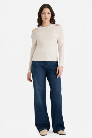 Slim Fit Çift Katmanlı Ribana Tişört