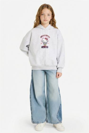 Girl Hello Kitty Oversize Fit Hooded Soft Fleece Lining Sweatshirt