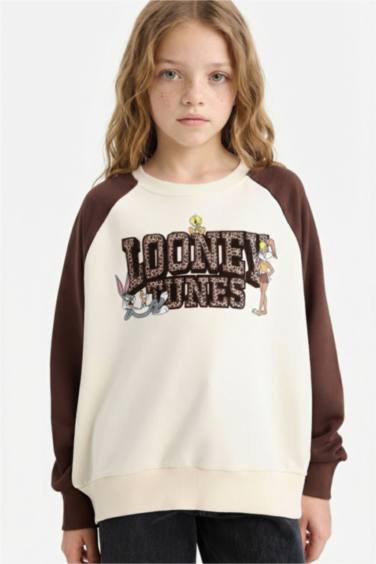 سويت شيرت بناتي اوفر سايز بياخة مستديرة من لوني تونز