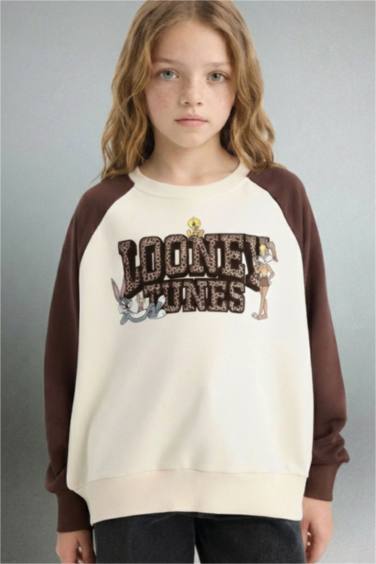 سويت شيرت بناتي اوفر سايز بياخة مستديرة من لوني تونز