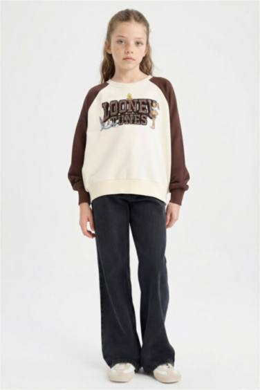 سويت شيرت بناتي اوفر سايز بياخة مستديرة من لوني تونز