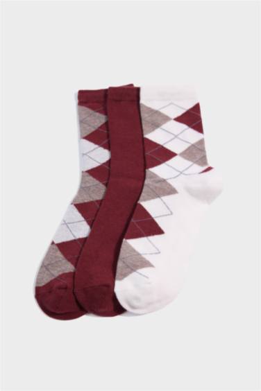 Kadın 3'lü Pamuklu Uzun Çorap