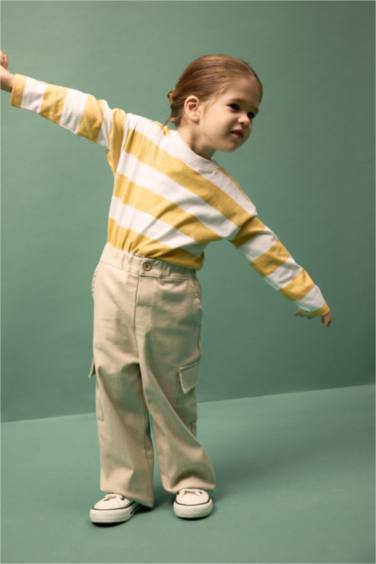 Bisiklet Yaka Çizgili Uzun Kollu Tişört Erkek Bebek