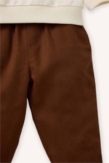 سيت بيبي ولادي بطبعة شعار قماش خفيف - قطعتين