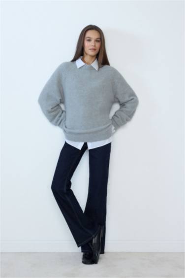 بنطرون جينز فلير فيت برجل واسع وخصر عالي