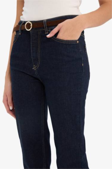 بنطرون جينز فلير فيت برجل واسع وخصر عالي